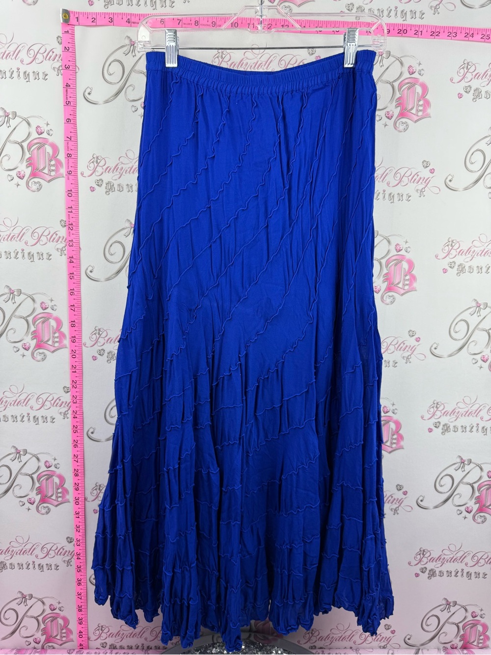 BELLISSIMA skirt long Royal Blue Crinkle Maxi Skirt with Elastic Waist
